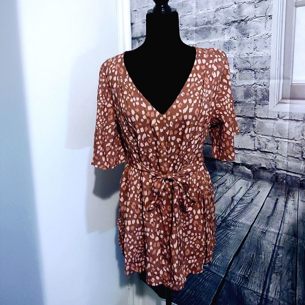 Isabel brand maternity BELTED LEOPARD PRINT TUNIC Size M - Picture 4 of 9